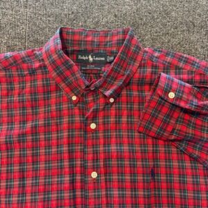 Ralph Lauren Blake Mens XXL Red Plaid Two-Ply Cotton Button Down Shirt